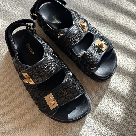 Dune Lockstock Sandals Black Dune London Lockstock Leather Double